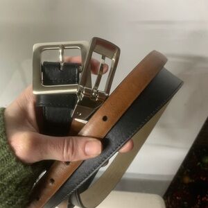 Women’s Black and Brown Leather Belt Set